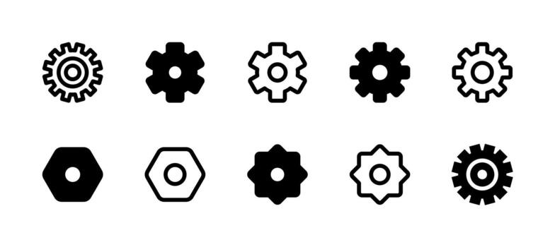 Settings Icon Set Line and Solid style for System Configuration vector