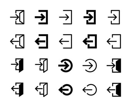 20 Login and Logout Icons Line and Solid style for User Authentication vector