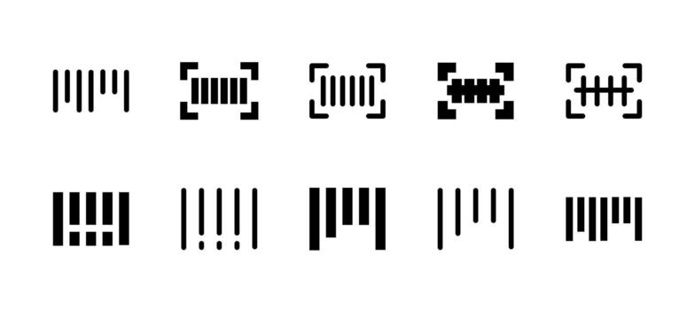 Barcode Icon Set Line and Solid style for Product Identification vector