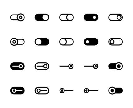 20 Toggle Switch Icons Line and Solid for User Interface vector