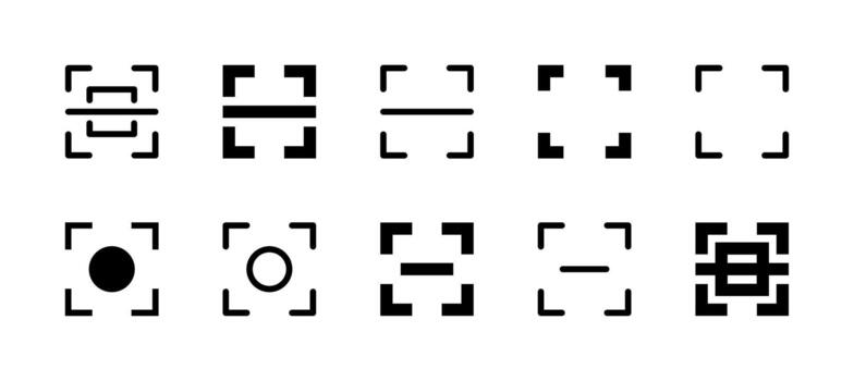 10 Scan Icon Set Line and Solid style for Digital Code Reader vector