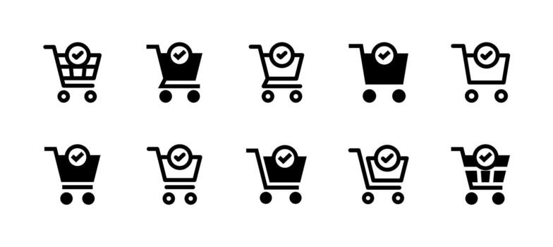 Checkout Icon Set Line and Solid style for Final Purchase vector