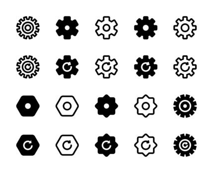 20 Settings and Update Icons Line and Solid style for System Configuration vector