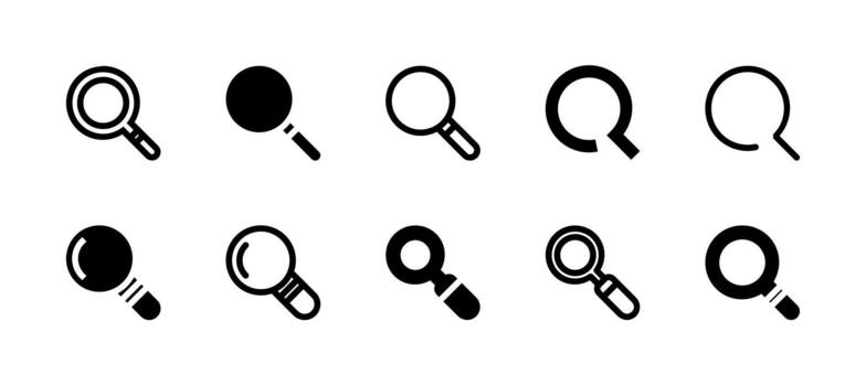 Search Icon Set Line and Solid style for Information Discovery vector
