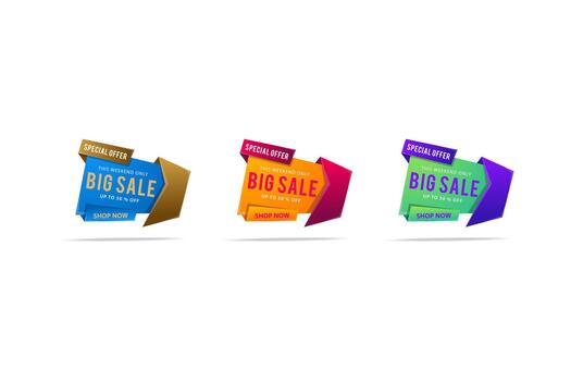 Set of abstract big sale element banner template design use combination colorful gradient colors vector