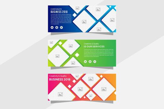 square mosaic banner horizontal layout. The combination with any green and brown. white background corporate business vector