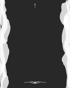 A deep charcoal background with soft fading edges and a simple empty frame in the center, creating a quiet memorial mood. vector