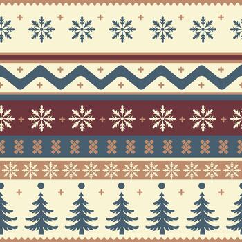 escandinavo invierno modelo con copos de nieve y arboles vector