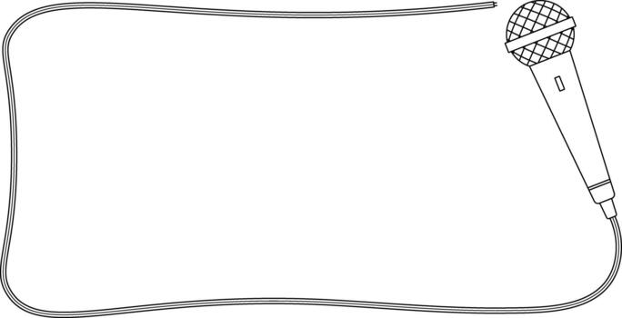 microphone cable outline frame for text or graphics vector