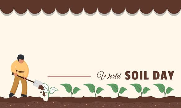 World Soil Day Template. A man is planting a tree shoot in fertile soil vector