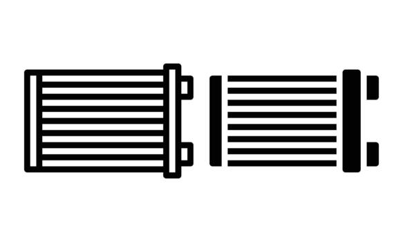 Radiator Icon with Outline and Glyph Style vector
