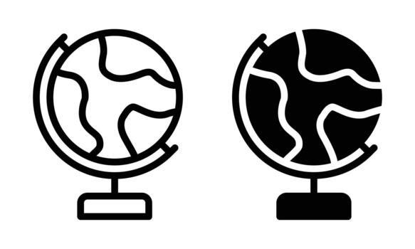 globo icono con contorno y glifo estilo vector