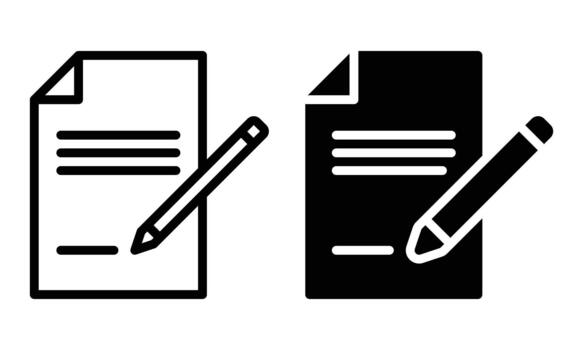 Writing Icon with Outline and Glyph Style vector