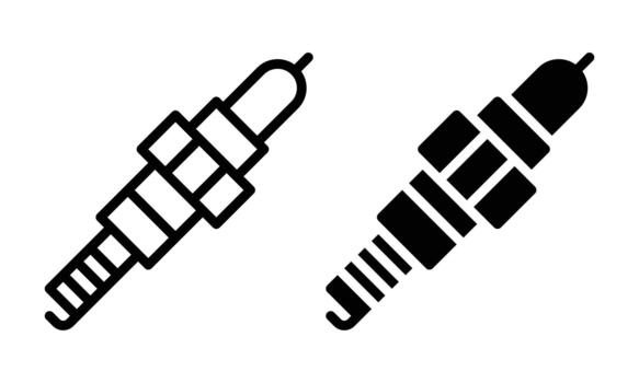 Spark Plug Icon with Outline and Glyph Style vector