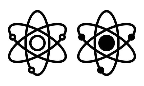 Atom Icon with Outline and Glyph Style vector