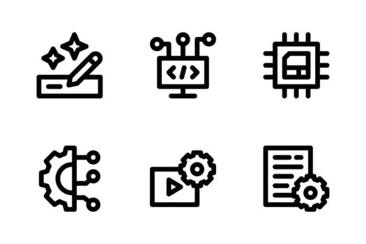 Artificial Intelligence Icon Set Including Autofill, Machine Learning, Chip, AI Development, Content Generator vector