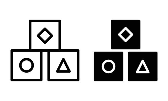 juguete bloques icono con contorno y glifo estilo vector