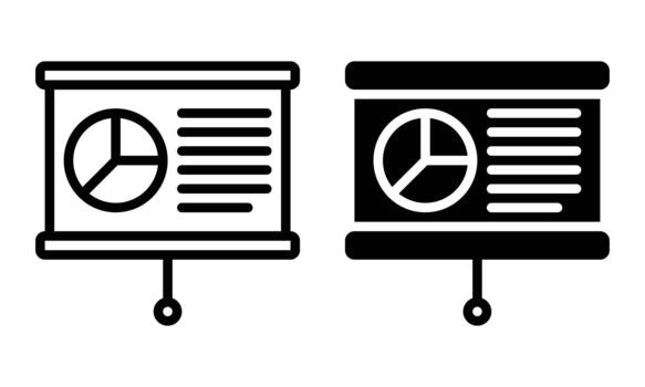 Presentation Icon with Outline and Glyph Style vector