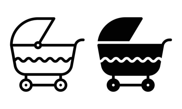 Stroller Icon with Outline and Glyph Style vector