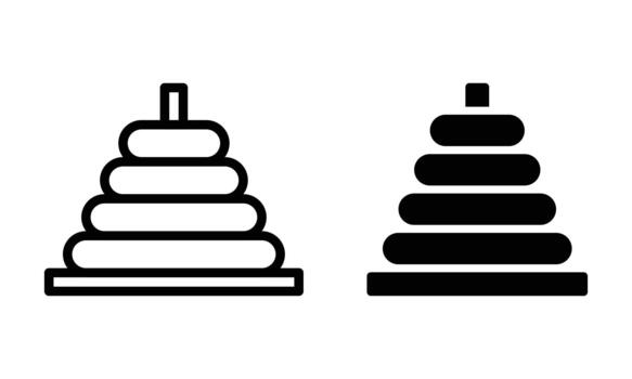 Ring Stacker Icon with Outline and Glyph Style vector