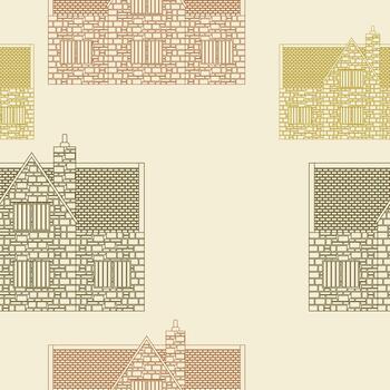 Editable Outline Style Side View Traditional English House Building Vectorized Illustration as Seamless Pattern for Creating Background of England Culture Tradition and History Related Design vector