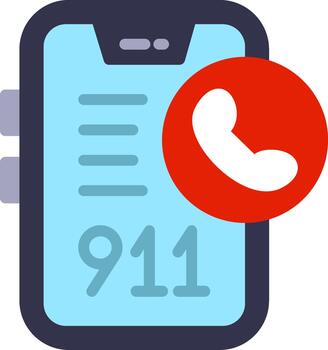 911 Call Simplified Line Mark vector