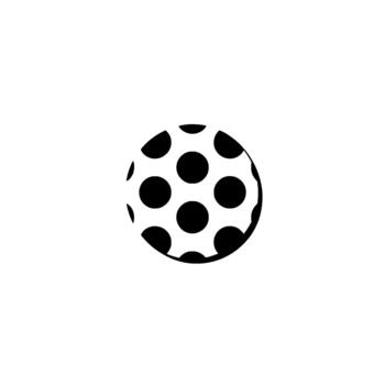 A element featuring a dark circular shape filled with evenly spaced dark polka dots vector