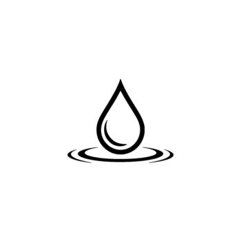 A stylized outline of a single water droplet impacting a surface creating ripple effects isolated vector