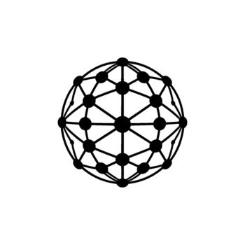 un estilizado geométrico esfera con interconectado nodos y líneas representando un red o conexión aislado vector