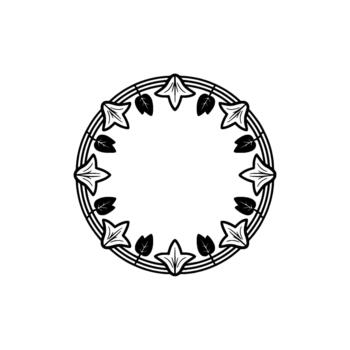 un estilizado circular emblema presentando un repitiendo modelo de resumido hiedra hojas alterno con sólido corazón conformado hojas vector