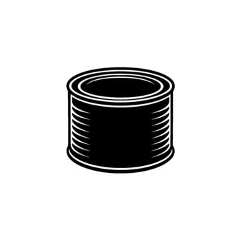 A simple yet bold illustration of a metallic food can with distinct ribbed texture and a clean lid vector