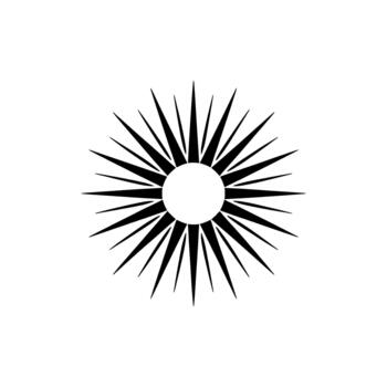 A striking illustration of a stylized sun with sharp radiating points and a central circle isolated vector