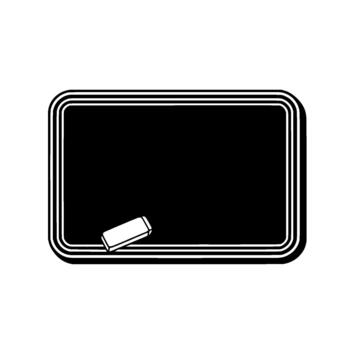 un minimalista ilustración de un limpiar rectangular pizarra con redondeado rincones y un tiza borrador descansando vector