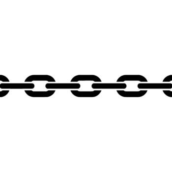 A continuous horizontal silhouette of interconnected metallic oval links forming a strong chain element isolated vector