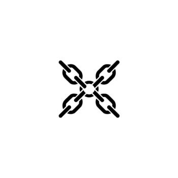 A minimalist representing four interconnected chain links forming a cross shape isolated vector