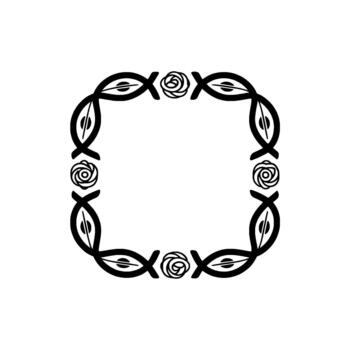 un repitiendo resumen línea Arte frontera presentando estilizado pescado formas y Rosa motivos formando un decorativo cuadrado marco vector