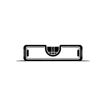A sleek and modern line art illustration of a horizontal bubble level tool viewed from the side vector