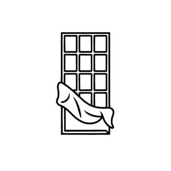 un minimalista línea Arte representando un sin envolver bar de segmentario chocolate vector