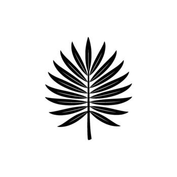 A minimalist silhouette of a palm frond with segmented leaves symmetrically arranged vector