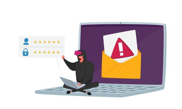 Hacker Attack, Cyber Crime, Password Phishing, Security Concept. Hacker Steal Personal Data. from Laptop via Internet vector