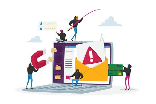 Cyber Crime, Password Phishing Concept. Hacker Attack, Hackers Bulgar Steal Personal Data. Internet Security vector