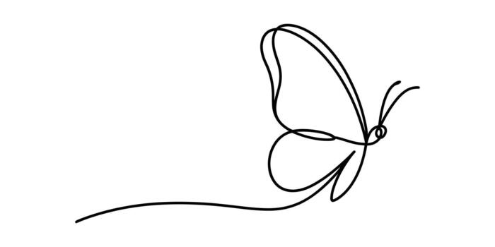 Abstract continuous line drawing of a graceful butterfly flight vector