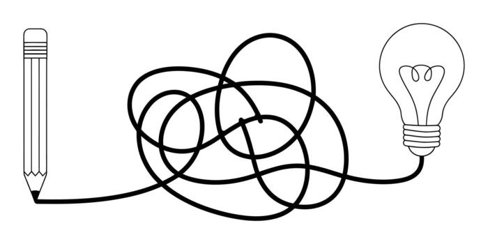 The difficult journey from initial thought to a brilliant idea vector