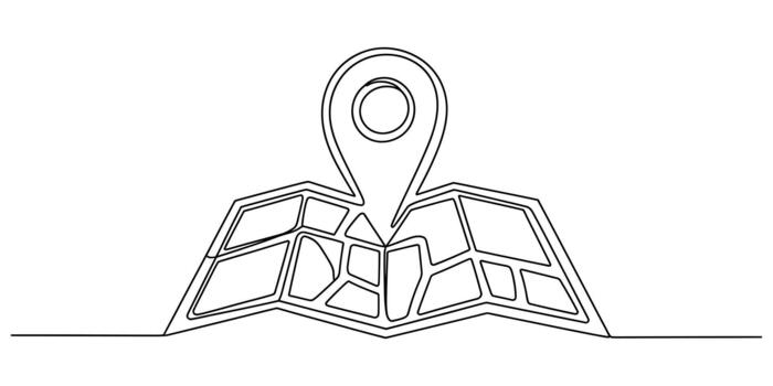 continuo línea dibujo de ubicación alfiler en mapa concepto Arte vector