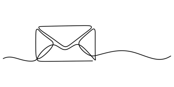 Continuous line drawing of an envelope. email marketing message. vector