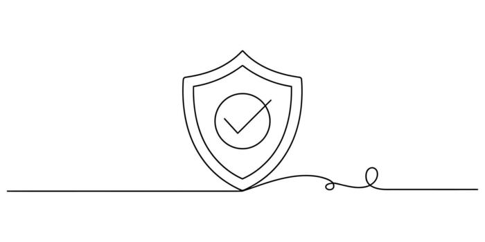 seguridad proteger con marca de verificación icono en continuo línea dibujo vector