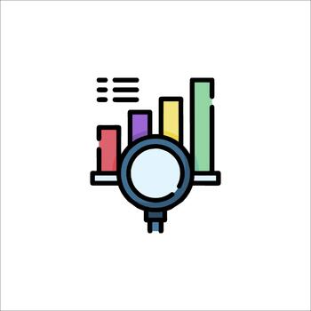 Data Analysis Icon Bar Chart Magnifying Glass Statistics, infographic vector