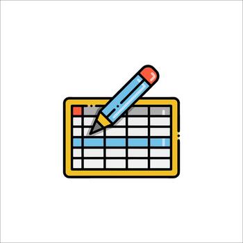 Spreadsheet Icon with Pencil Data Analysis Planning, business vector