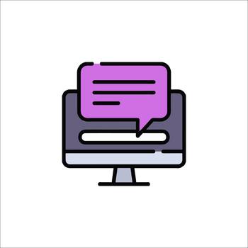 en línea charla computadora mensaje comunicación notificación icono, digital vector