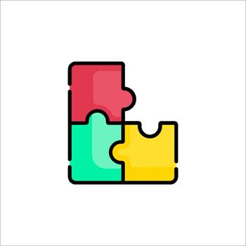Puzzle Pieces Icon Teamwork Solution Strategy Concept, collaboration vector